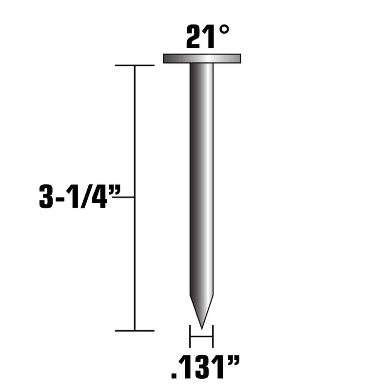 Metabo HPT Framing Nails | 3-1/4 In. x .131 | 21 Degree | Full Round Head | Smooth Shank | Hot Dipped Galvanized | 1,000 Count | 20163SHPT - Image 2